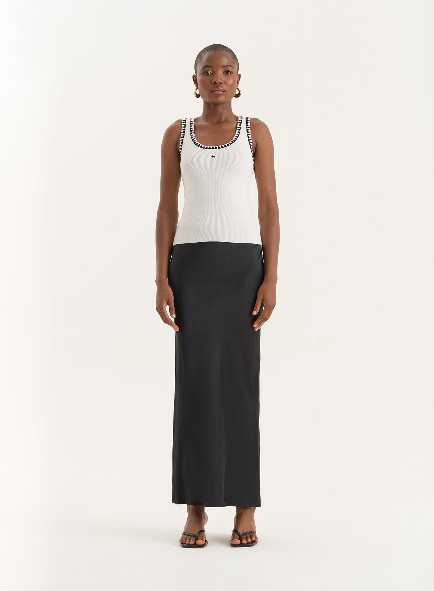 Cream Knitted Contrast Stitch Vest Top